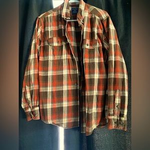 Faded Glory Orange and Brown Flannel